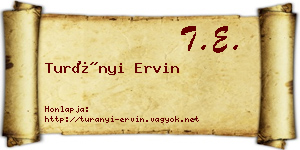 Turányi Ervin névjegykártya